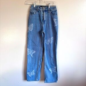 ⭐️⭐️⭐️Hollister wide leg Butterfly Denim Jeans size 0